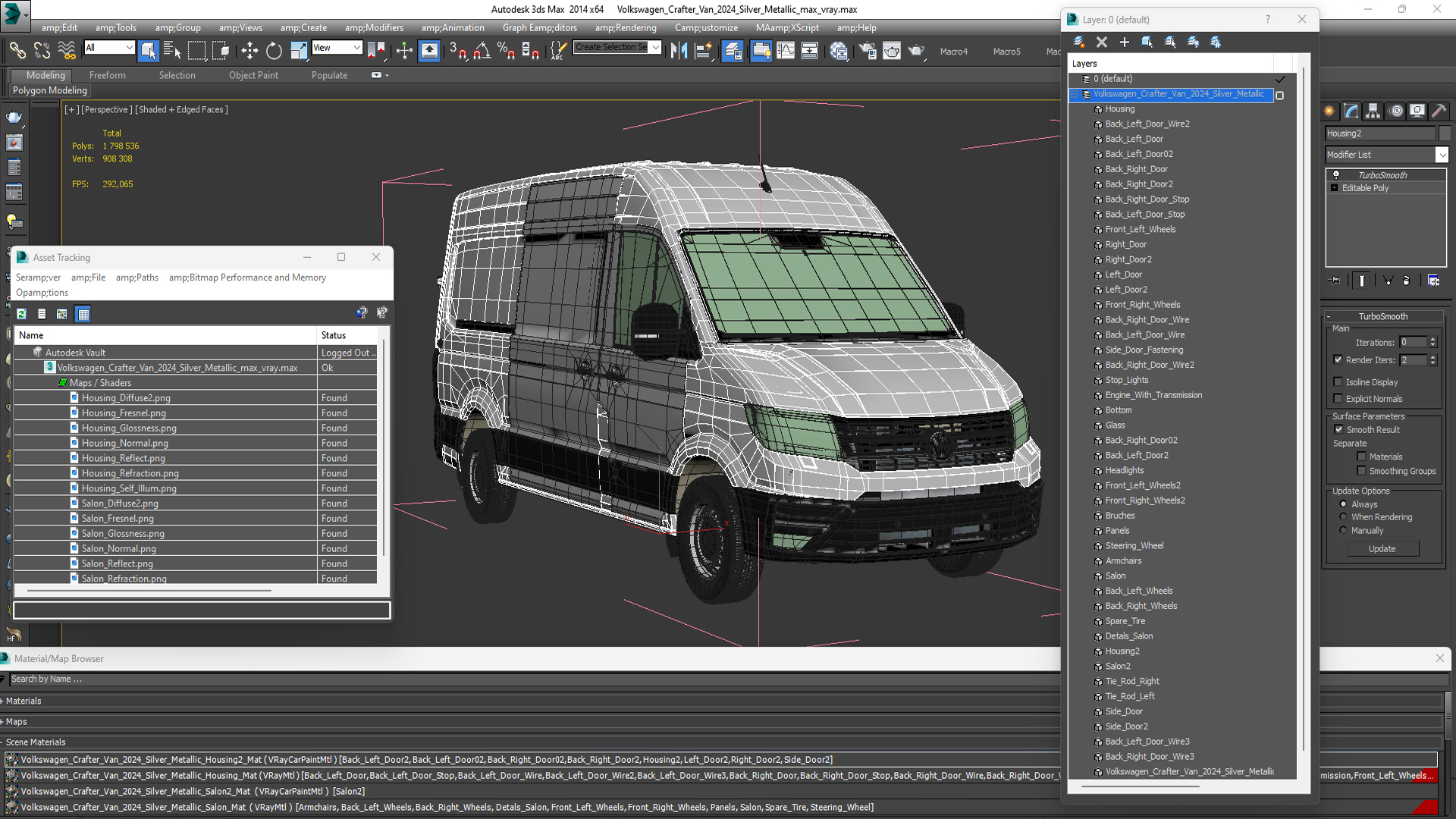 3D Volkswagen Crafter Van 2024 Silver Metallic model