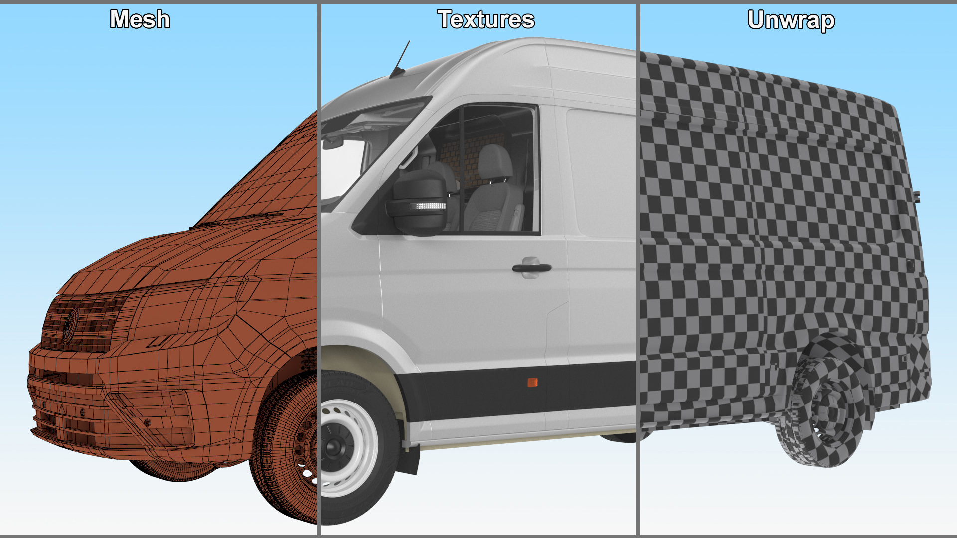 3D Volkswagen Crafter Van 2024 Silver Metallic model