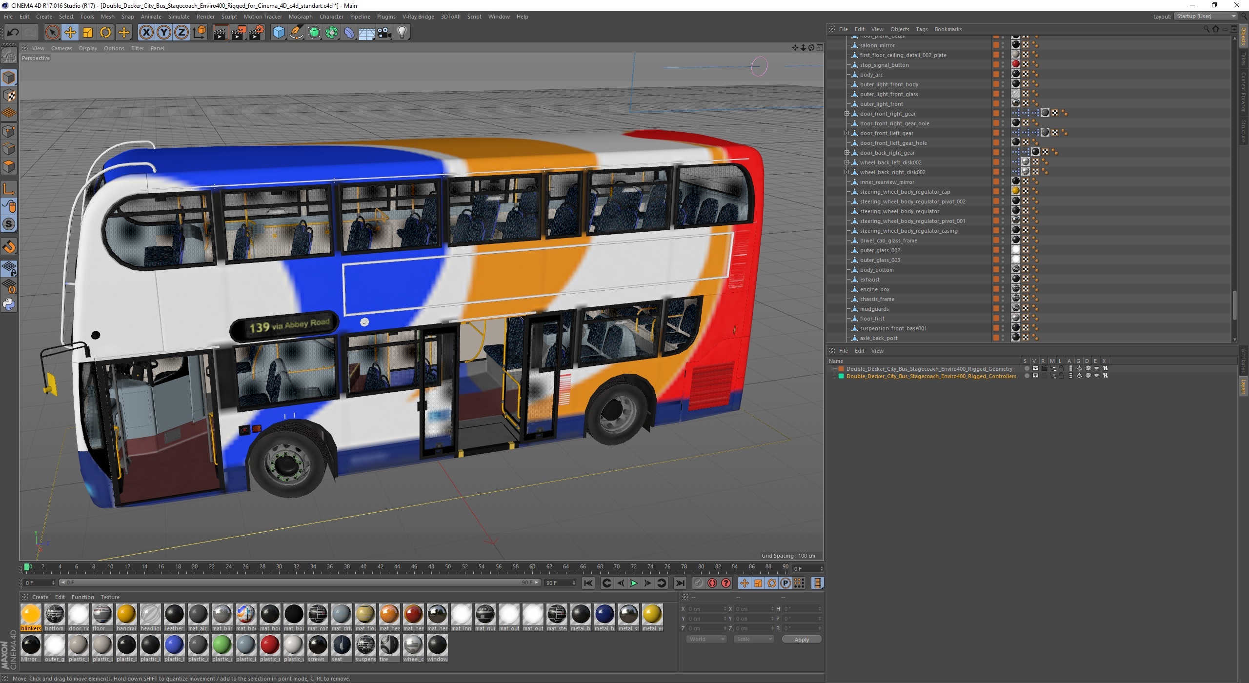 Double Decker City Bus Stagecoach Enviro400 Rigged for Cinema 4D 3D model