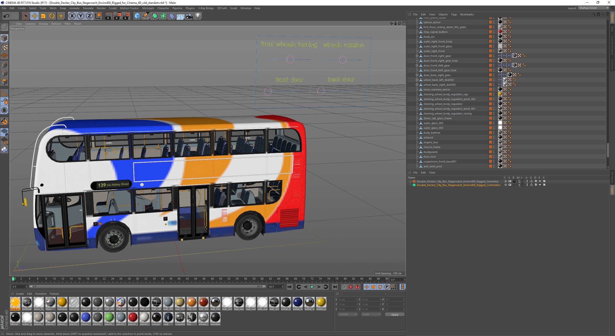 Double Decker City Bus Stagecoach Enviro400 Rigged for Cinema 4D 3D model