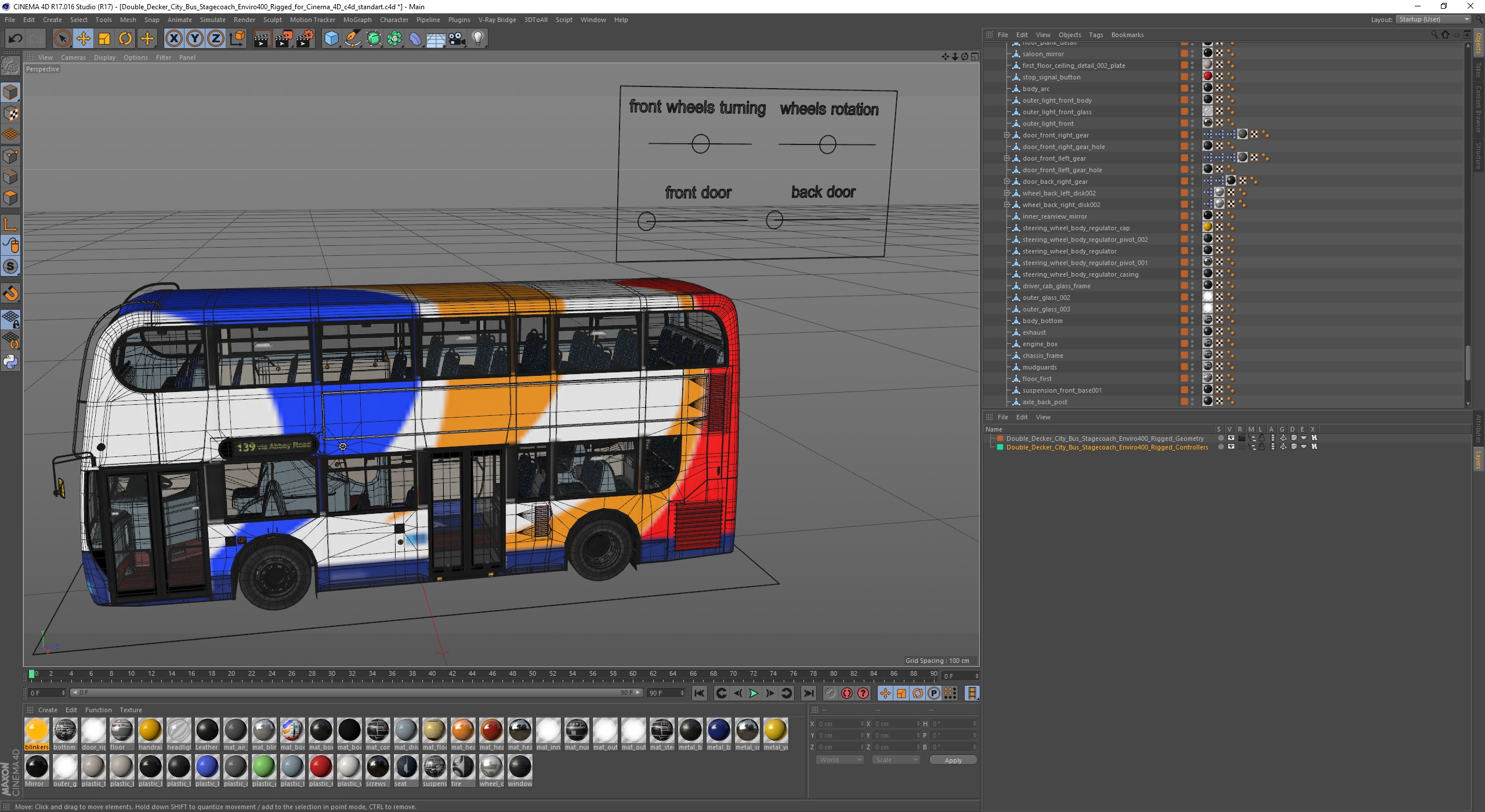 Double Decker City Bus Stagecoach Enviro400 Rigged for Cinema 4D 3D model