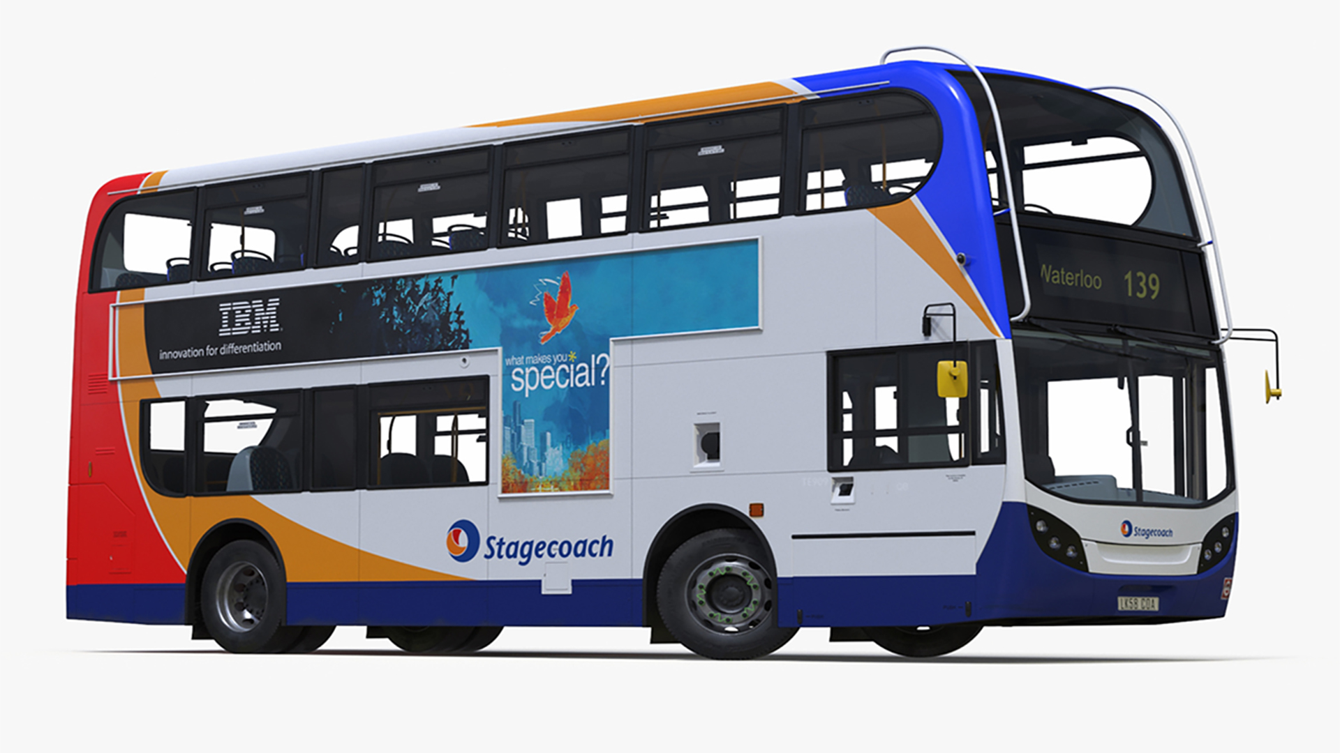 Double Decker City Bus Stagecoach Enviro400 Rigged for Cinema 4D 3D model
