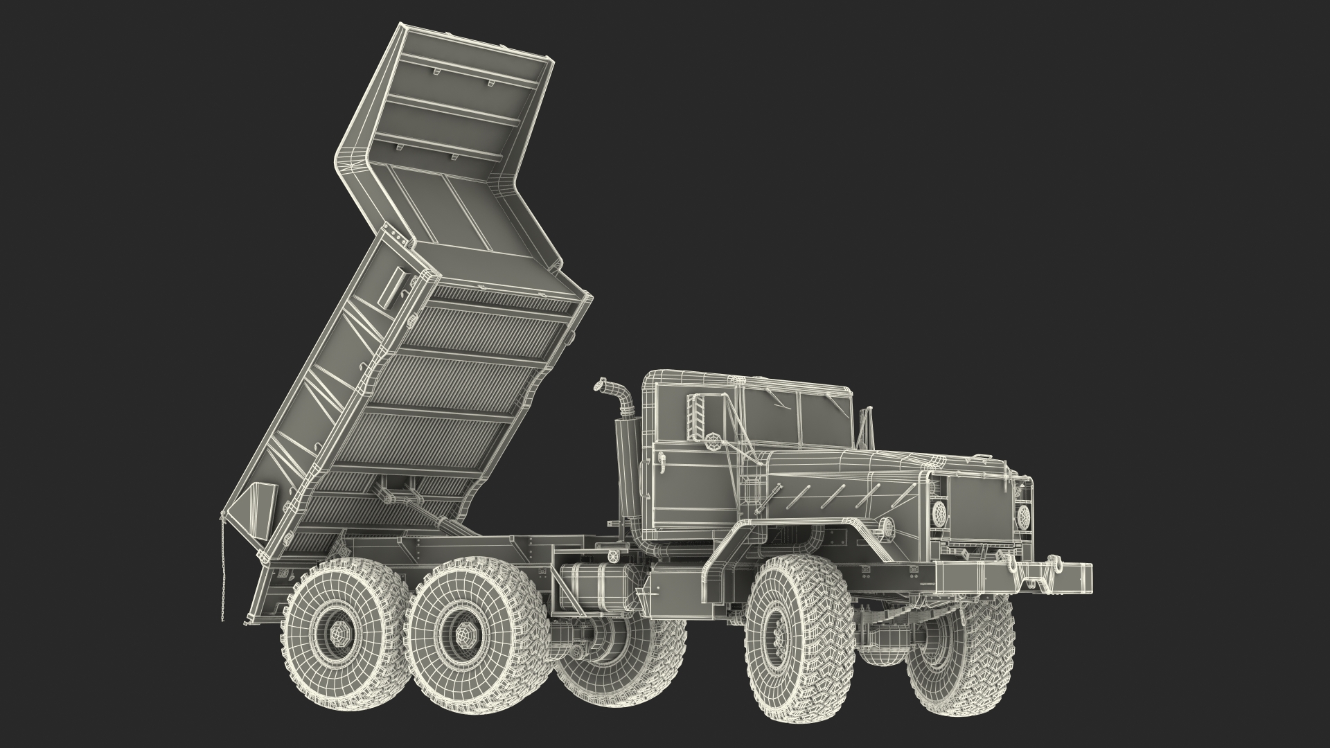 M939 Military Dump Truck Green Rigged 3D