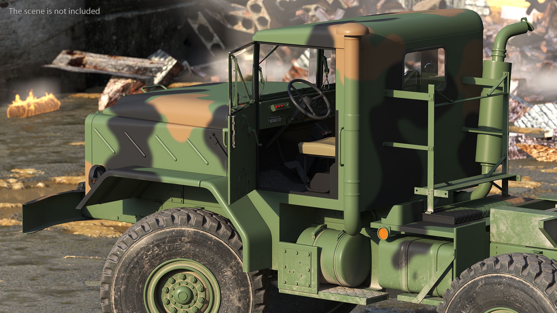 M939 Military Dump Truck Green Rigged 3D