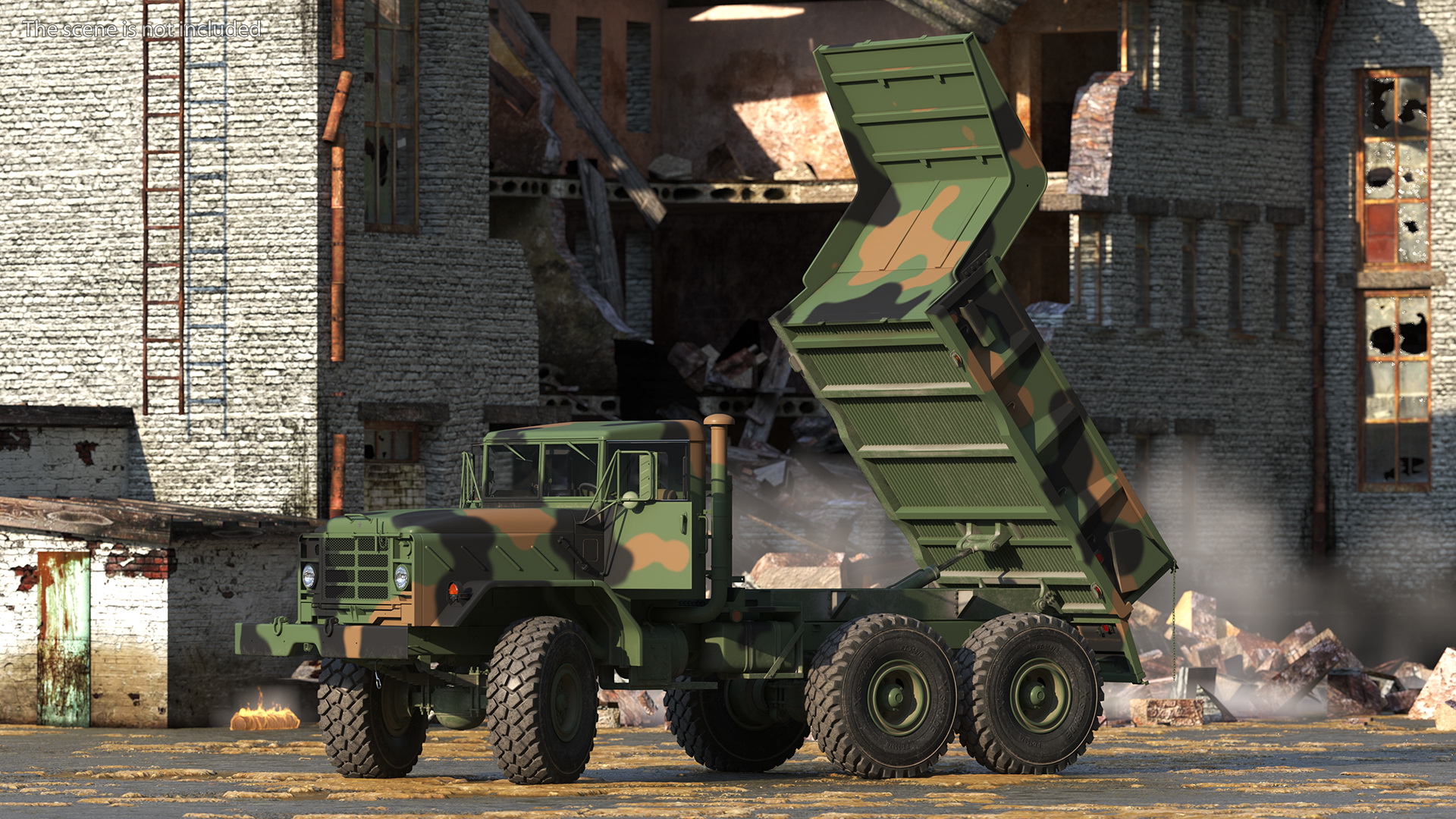 M939 Military Dump Truck Green Rigged 3D