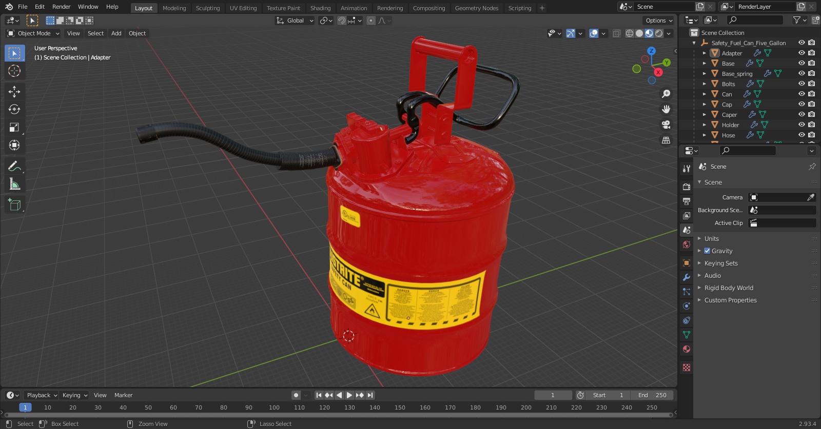 3D Safety Fuel Can Five Gallon Red