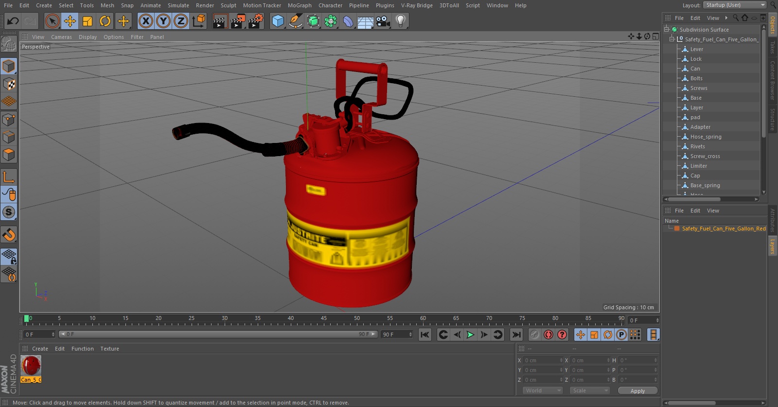 3D Safety Fuel Can Five Gallon Red