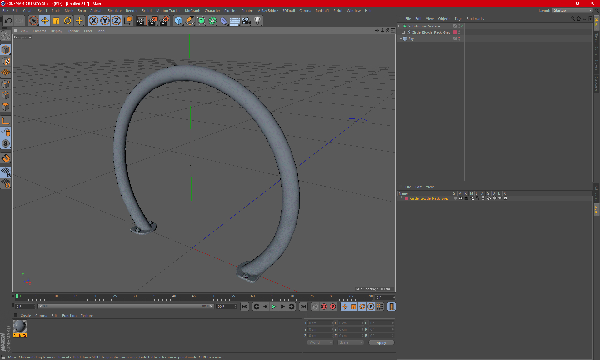 Circle Bicycle Rack Grey 3D model