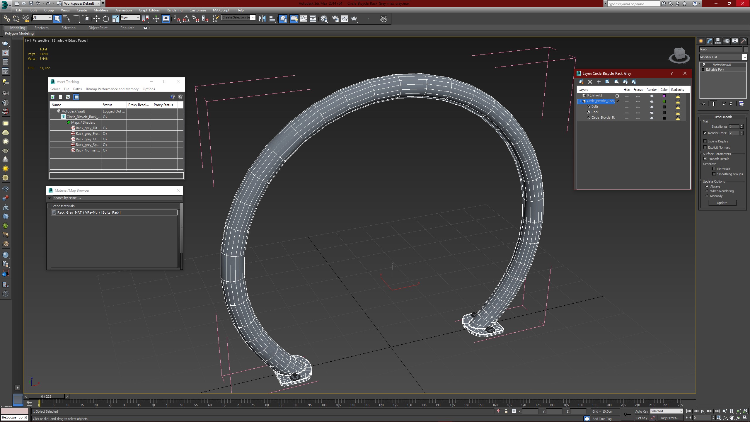 Circle Bicycle Rack Grey 3D model