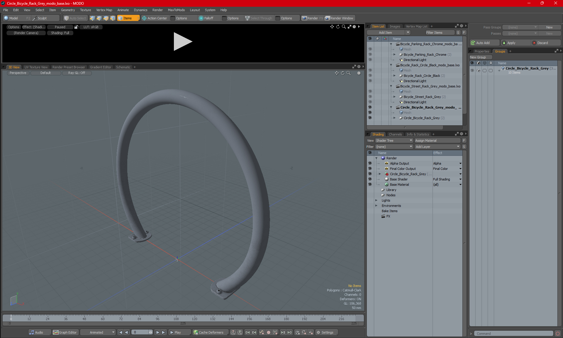 Circle Bicycle Rack Grey 3D model