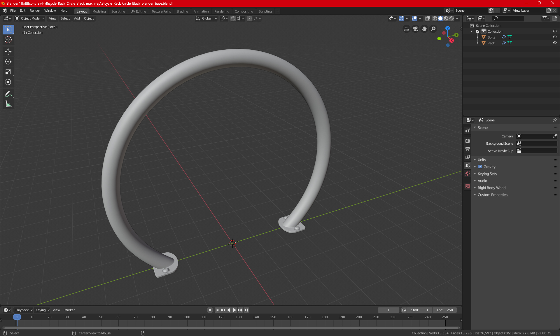 Circle Bicycle Rack Grey 3D model