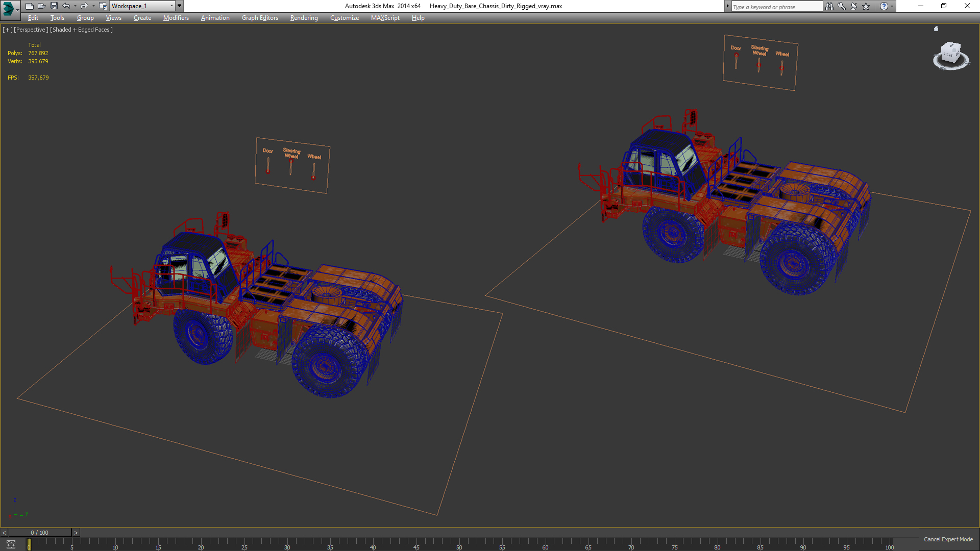 3D Heavy Duty Bare Chassis Dirty Rigged