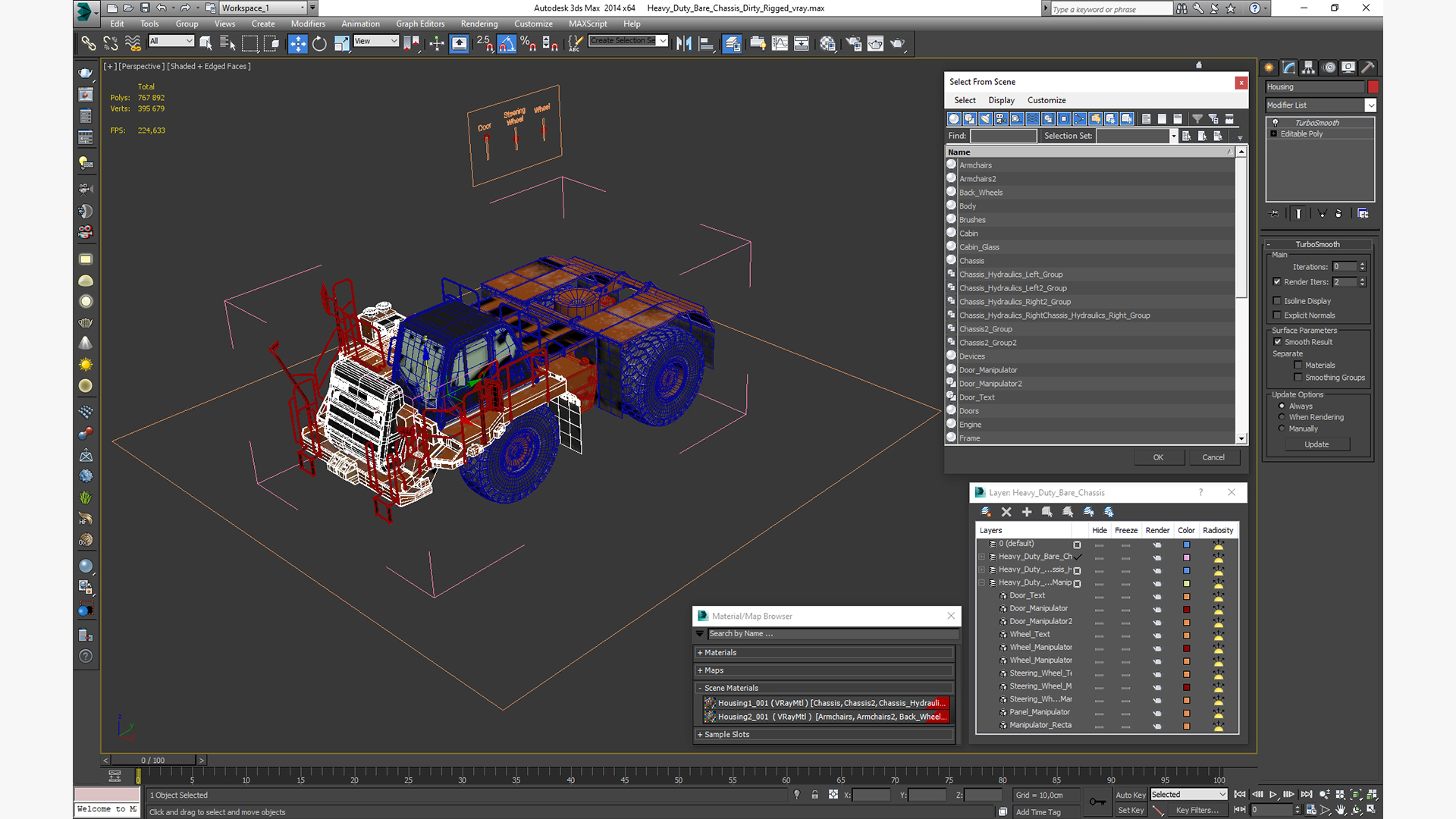 3D Heavy Duty Bare Chassis Dirty Rigged