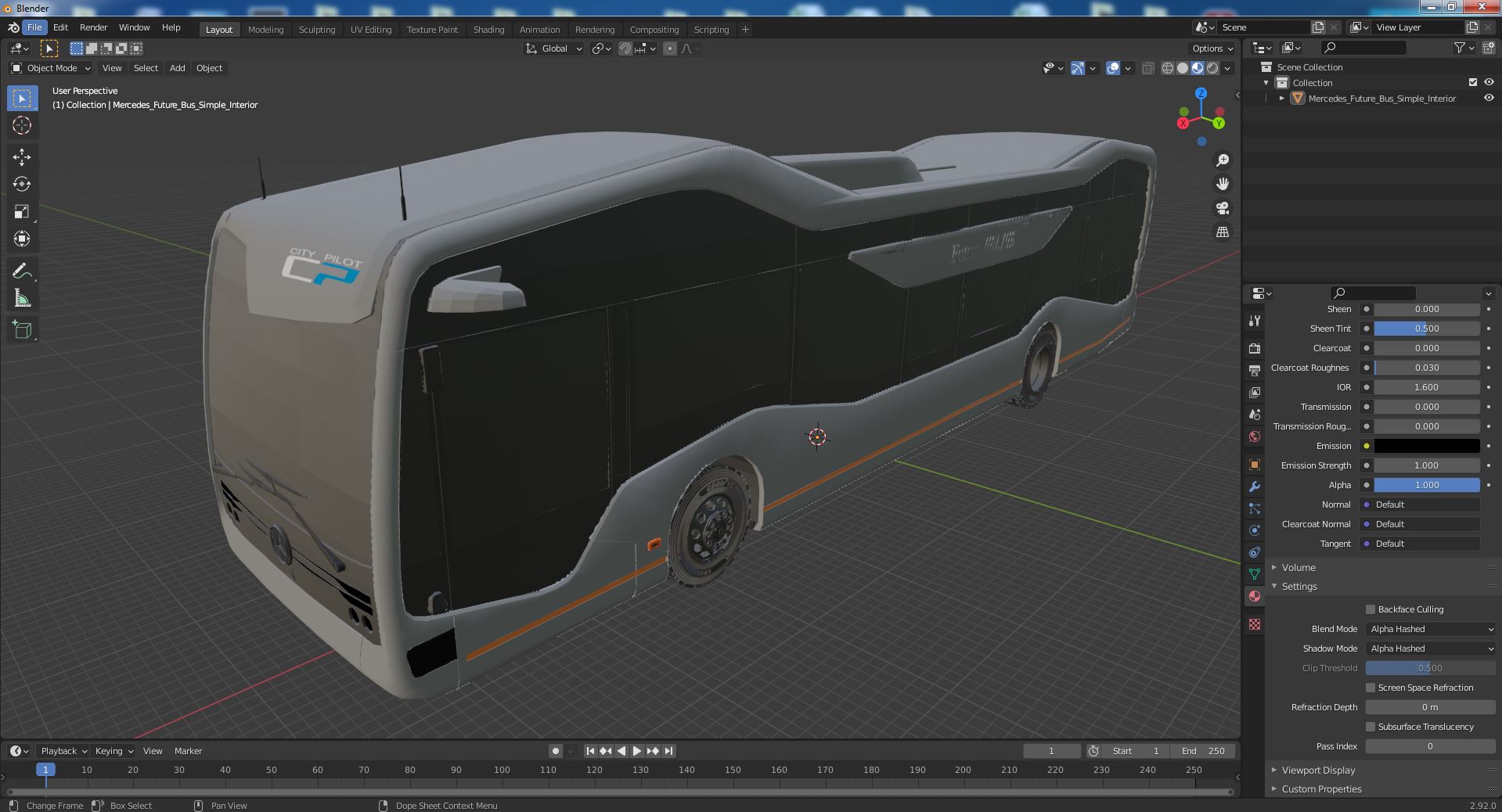 3D model Mercedes Future Bus Simple Interior