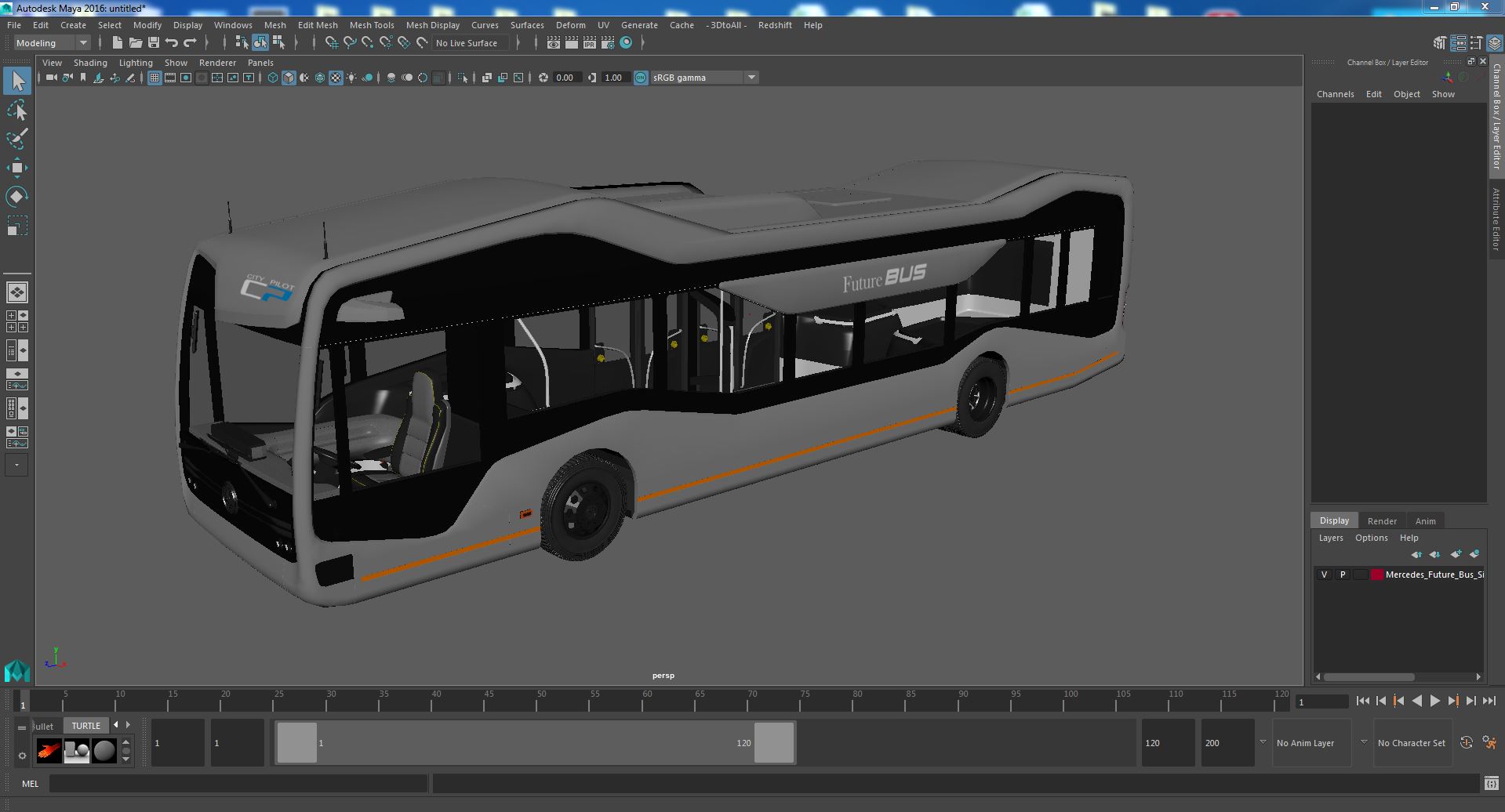 3D model Mercedes Future Bus Simple Interior