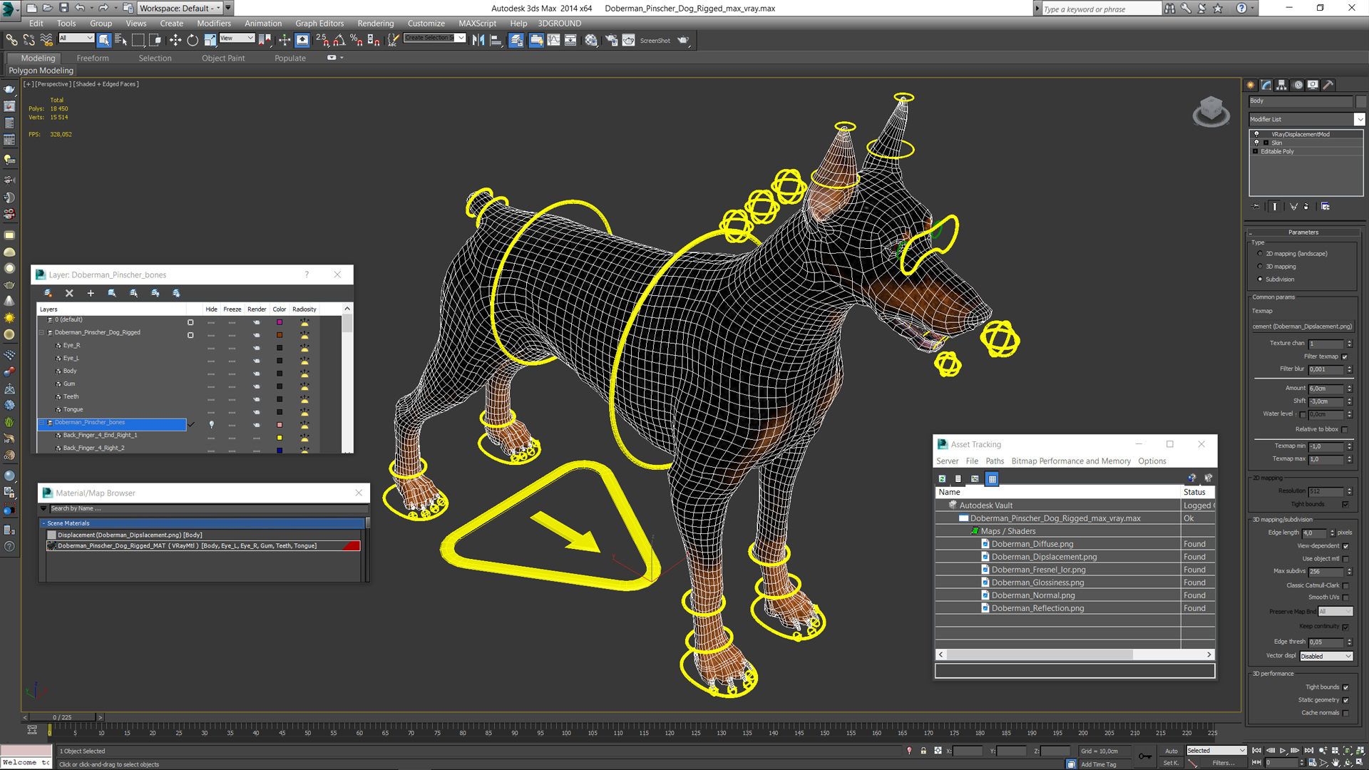 Doberman Pinscher Dog Rigged for Cinema 4D 3D