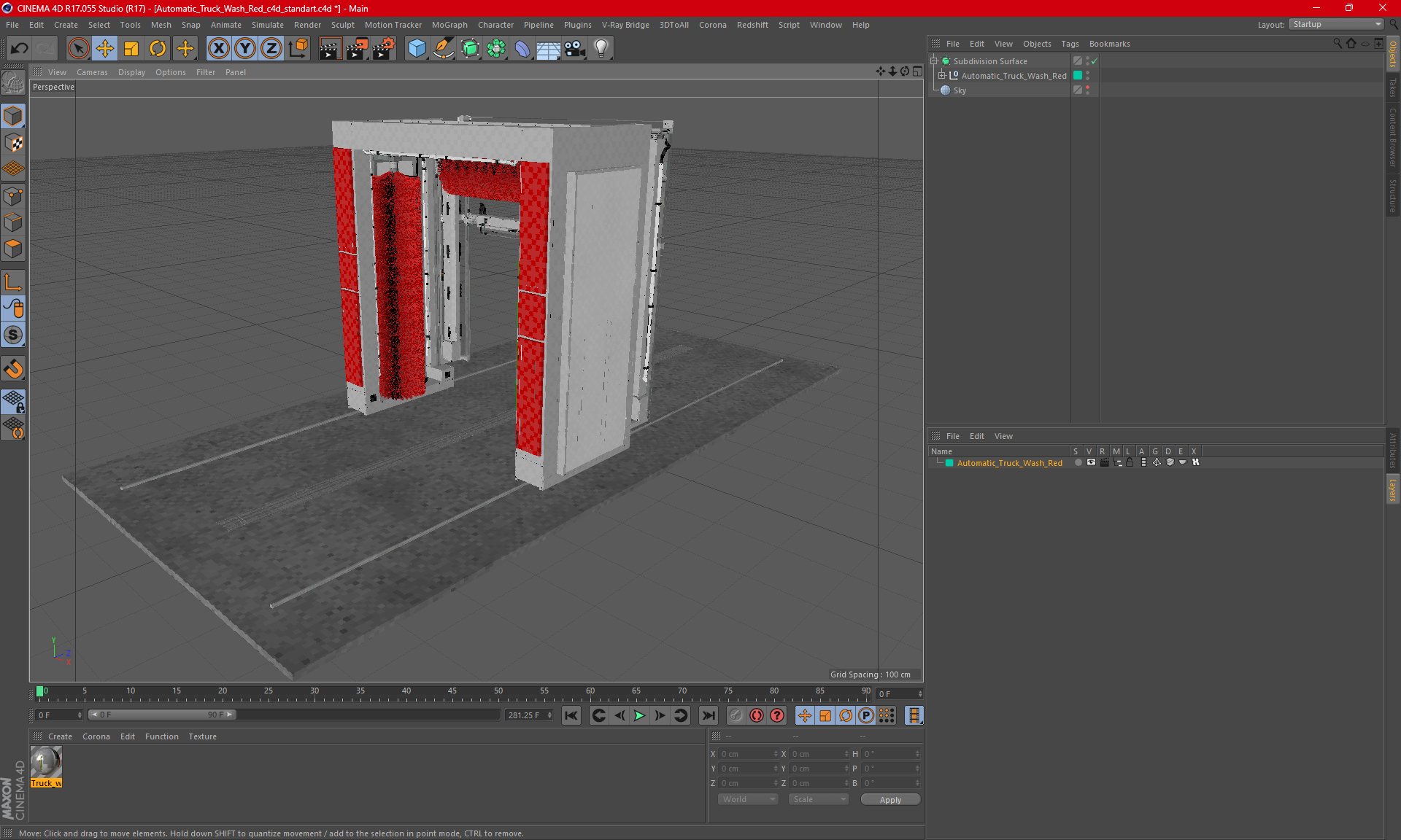Automatic Truck Wash Red 3D model