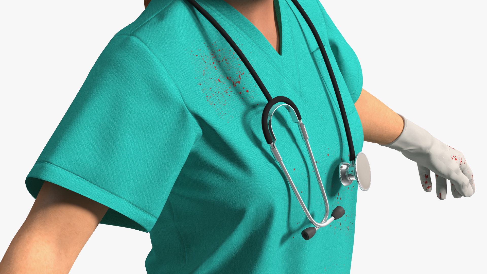 Female Nurse Character with Stethoscope and Face Mask Fur 3D