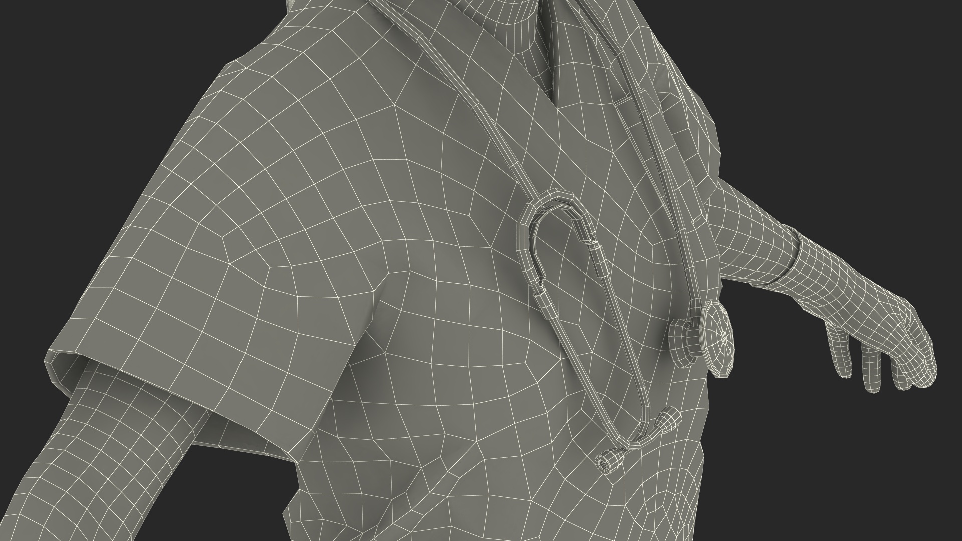 Female Nurse Character with Stethoscope and Face Mask Fur 3D