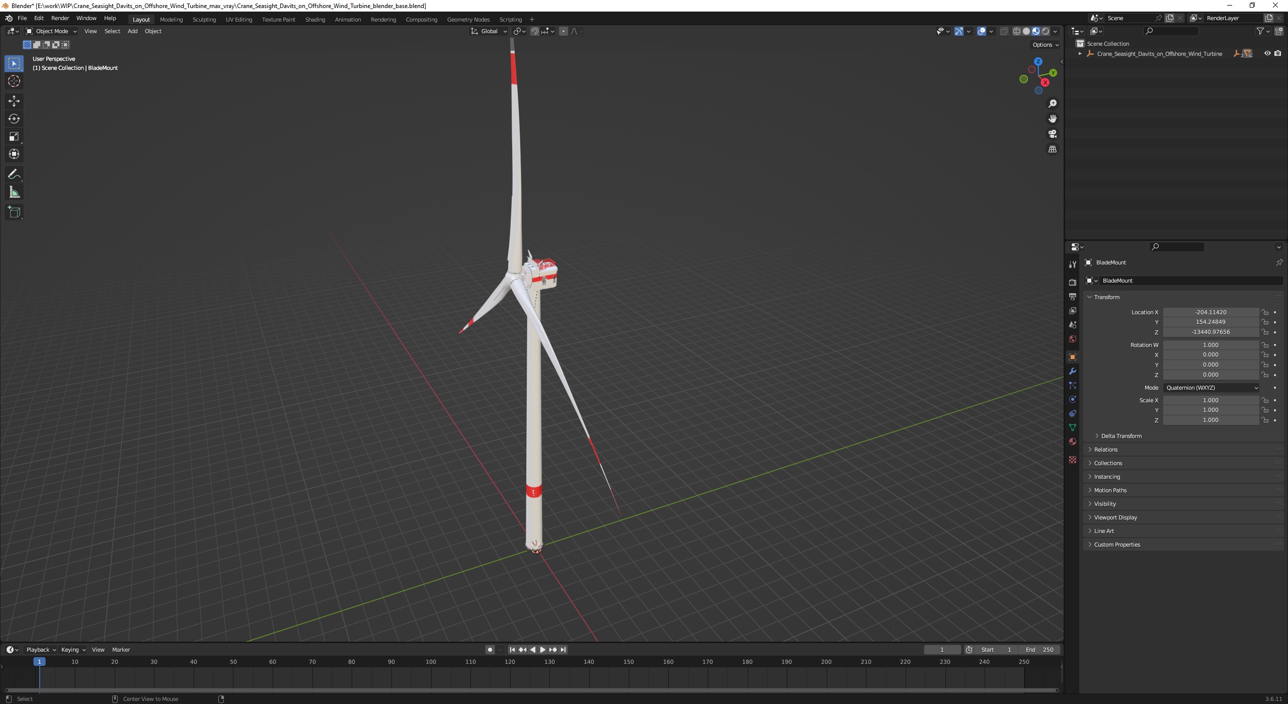3D Crane Seasight Davits on Offshore Wind Turbine