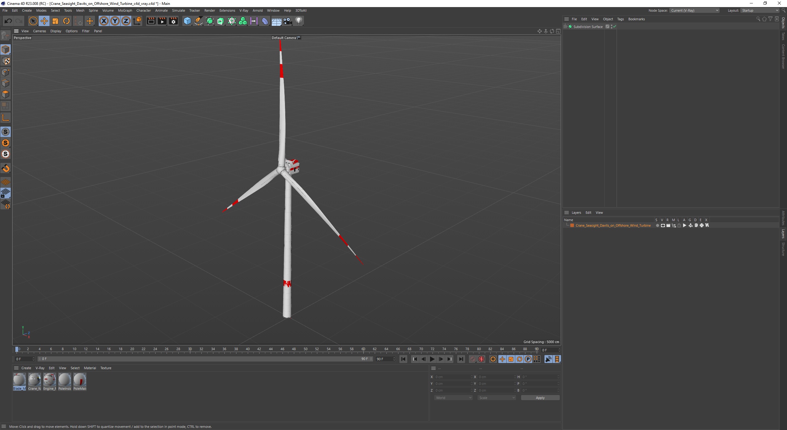 3D Crane Seasight Davits on Offshore Wind Turbine