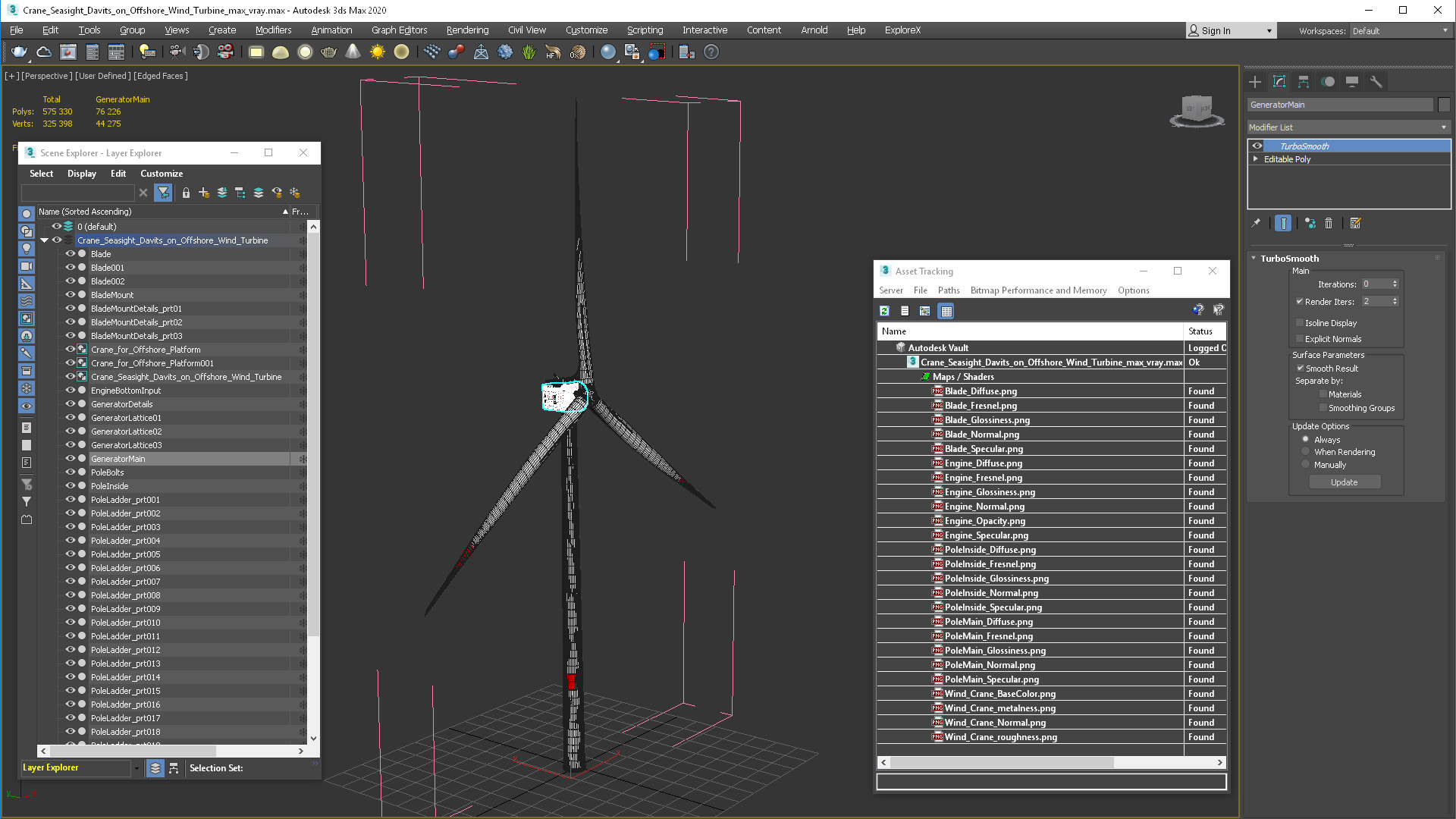 3D Crane Seasight Davits on Offshore Wind Turbine