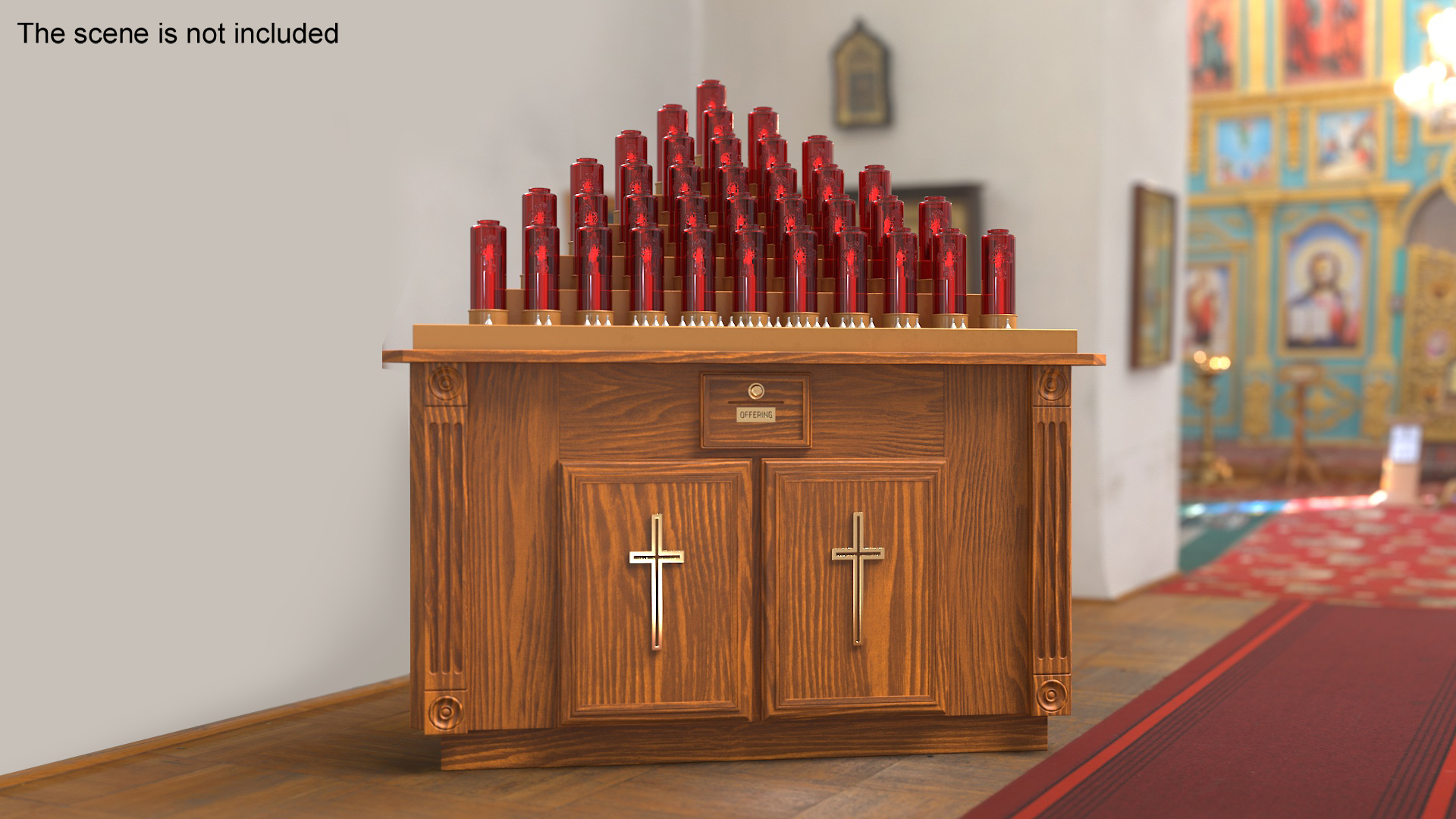 3D Church Candle Stand Wooden Corner Cabinet