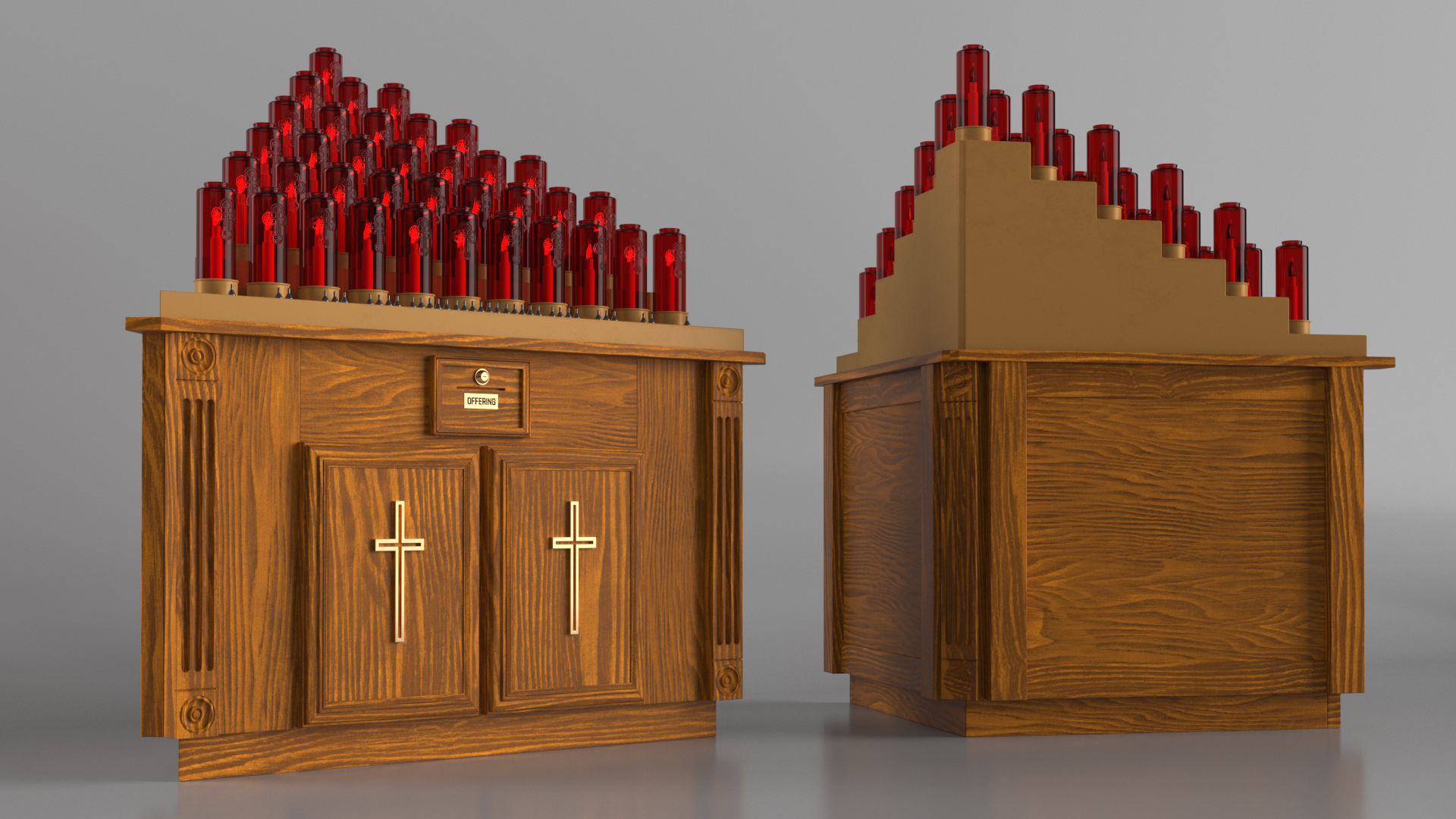 3D Church Candle Stand Wooden Corner Cabinet