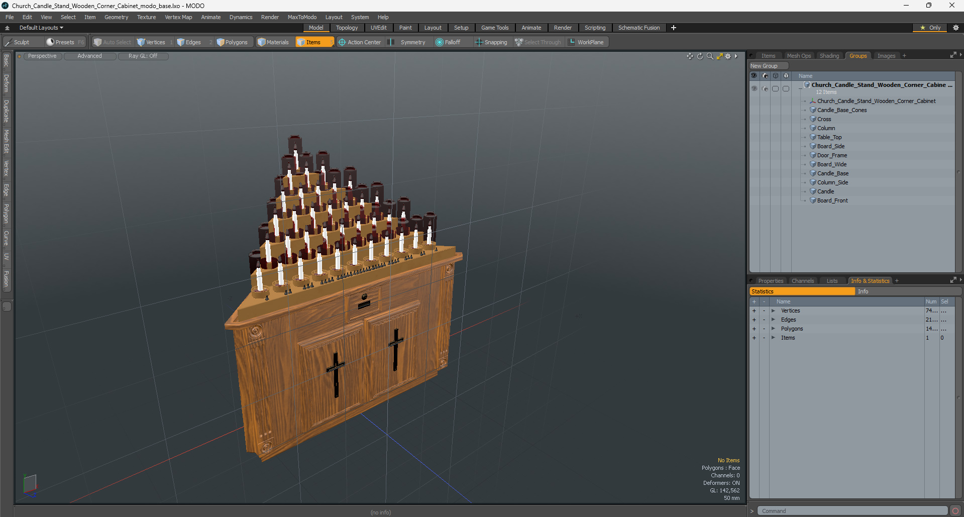 3D Church Candle Stand Wooden Corner Cabinet
