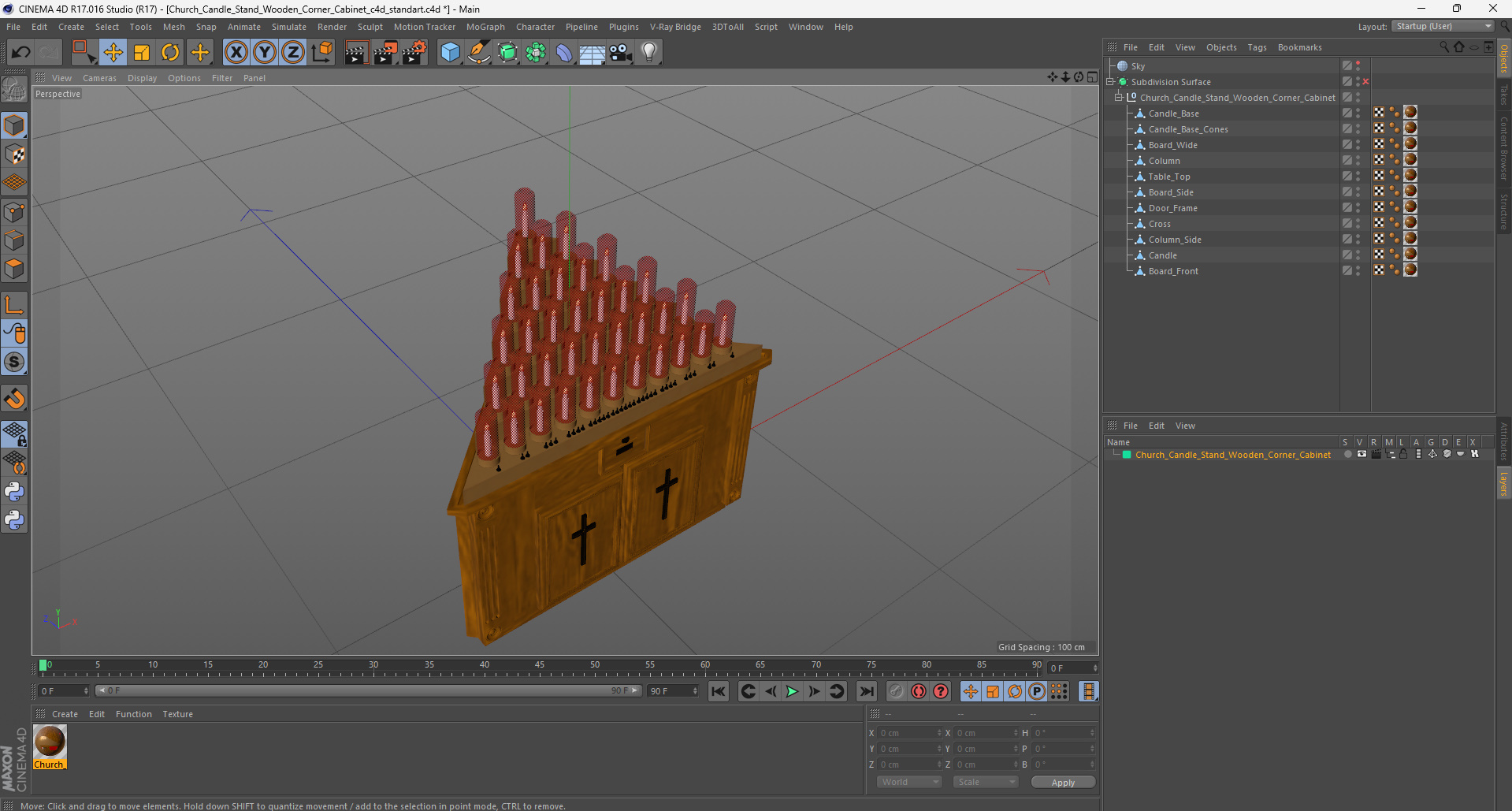 3D Church Candle Stand Wooden Corner Cabinet
