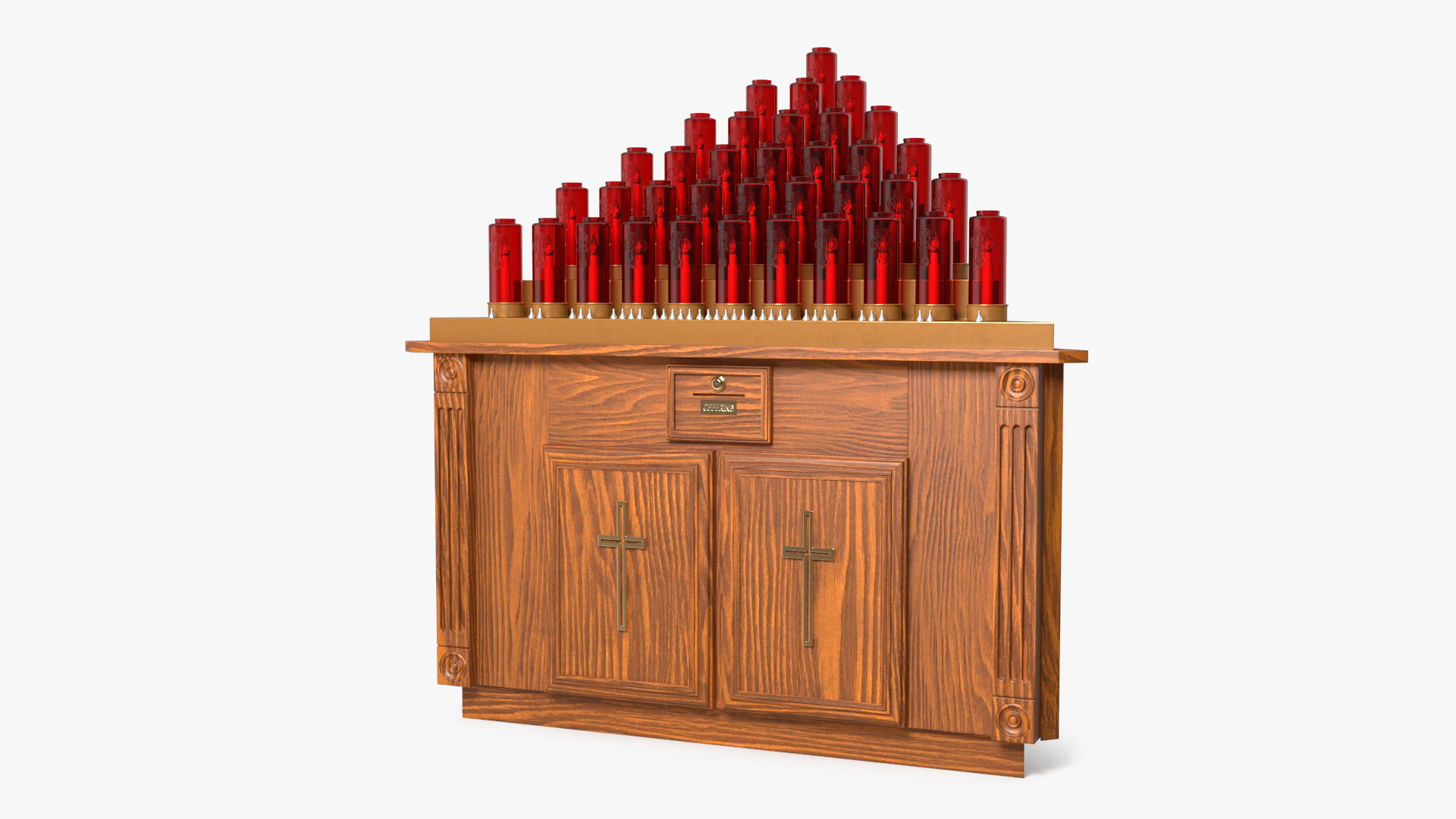 3D Church Candle Stand Wooden Corner Cabinet