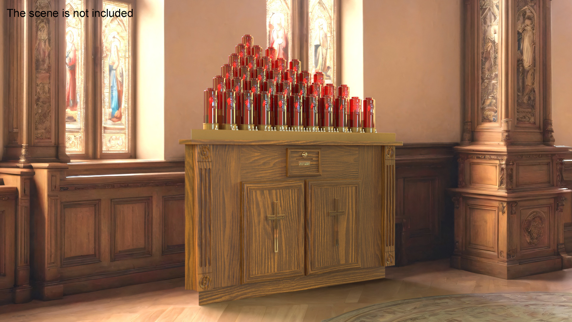 3D Church Candle Stand Wooden Corner Cabinet