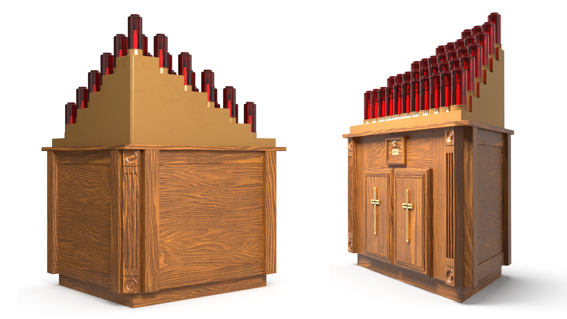 3D Church Candle Stand Wooden Corner Cabinet