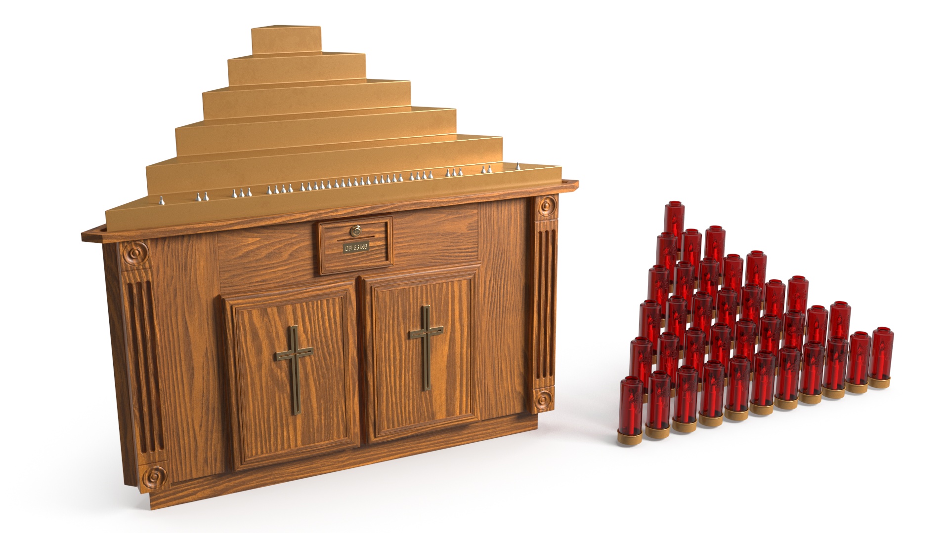 3D Church Candle Stand Wooden Corner Cabinet