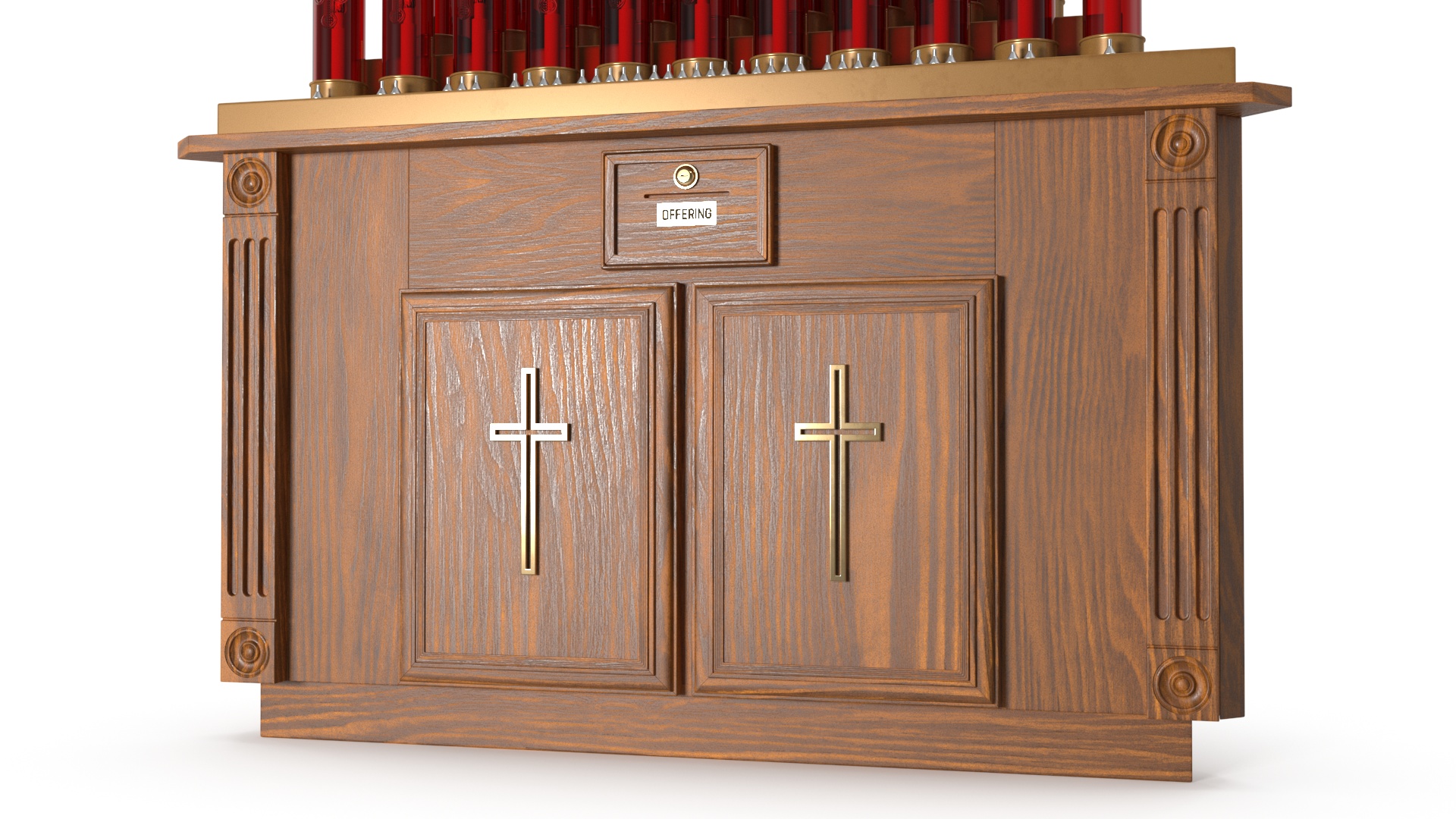 3D Church Candle Stand Wooden Corner Cabinet