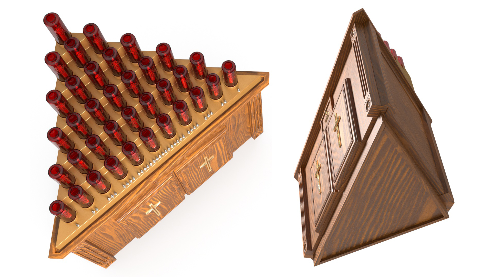 3D Church Candle Stand Wooden Corner Cabinet