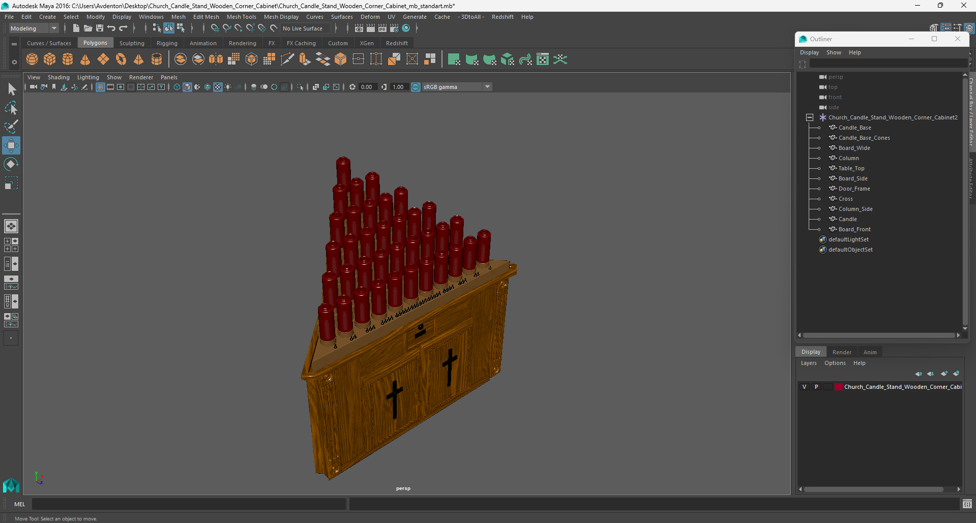 3D Church Candle Stand Wooden Corner Cabinet