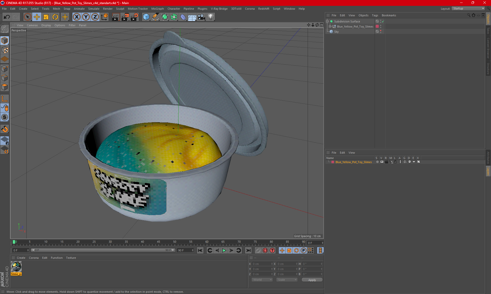 3D Blue Yellow Pot Toy Slimes