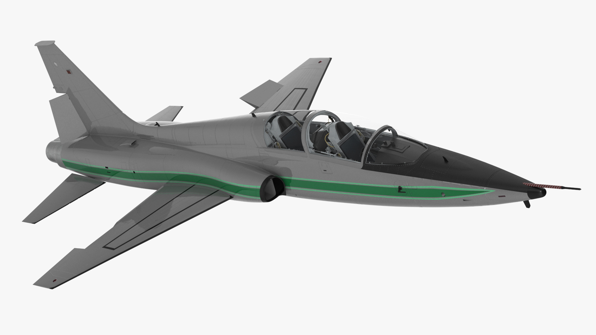 Two-seat Supersonic Jet Trainer Grey Rigged for Cinema 4D 3D