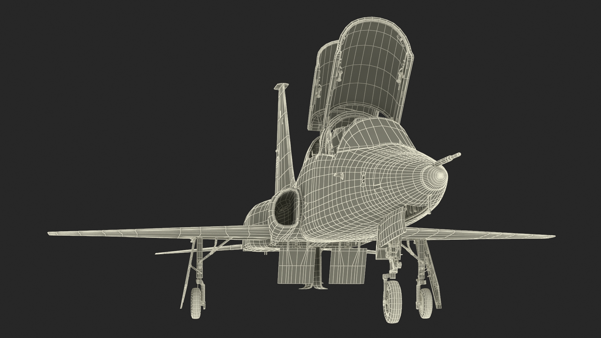 Two-seat Supersonic Jet Trainer Grey Rigged for Cinema 4D 3D