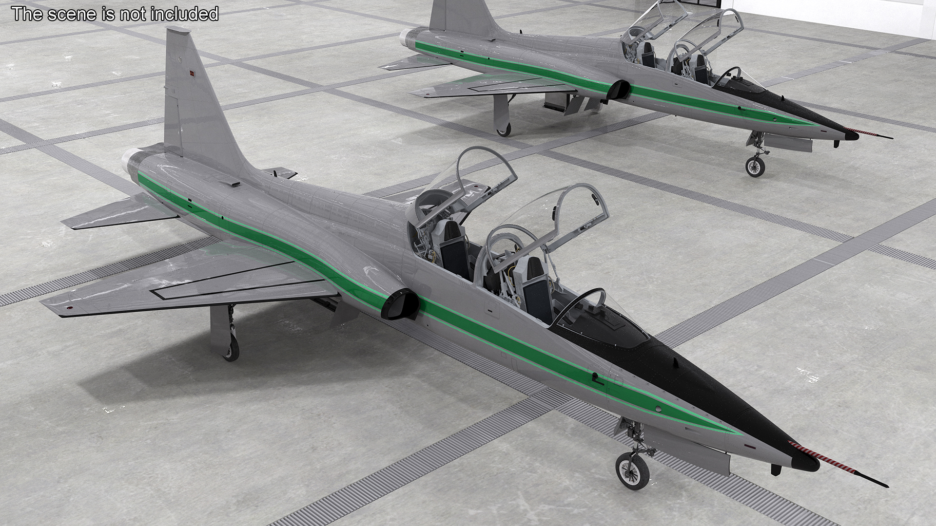 Two-seat Supersonic Jet Trainer Grey Rigged for Cinema 4D 3D