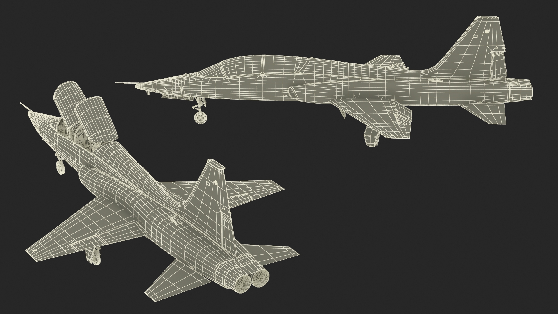 Two-seat Supersonic Jet Trainer Grey Rigged for Cinema 4D 3D