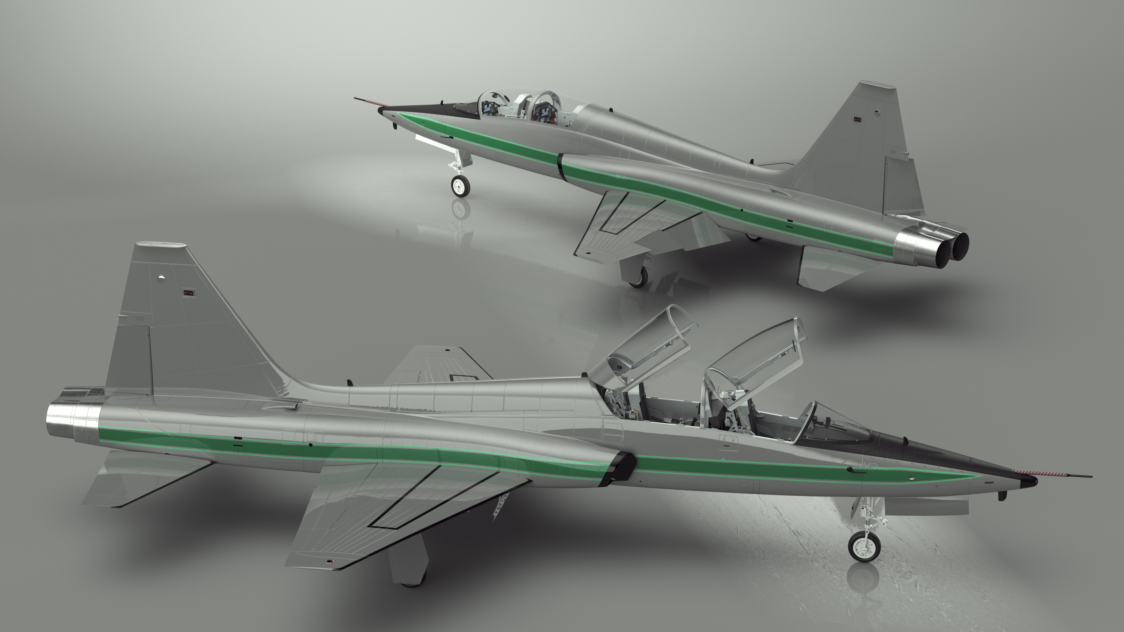 Two-seat Supersonic Jet Trainer Grey Rigged for Cinema 4D 3D