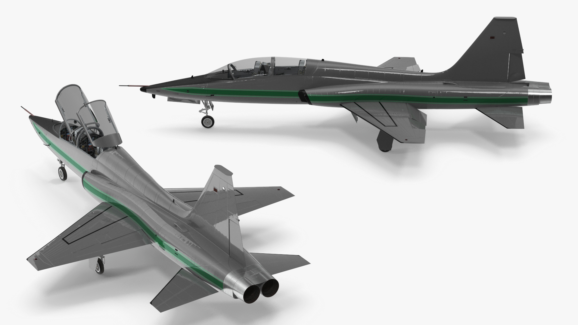 Two-seat Supersonic Jet Trainer Grey Rigged for Cinema 4D 3D