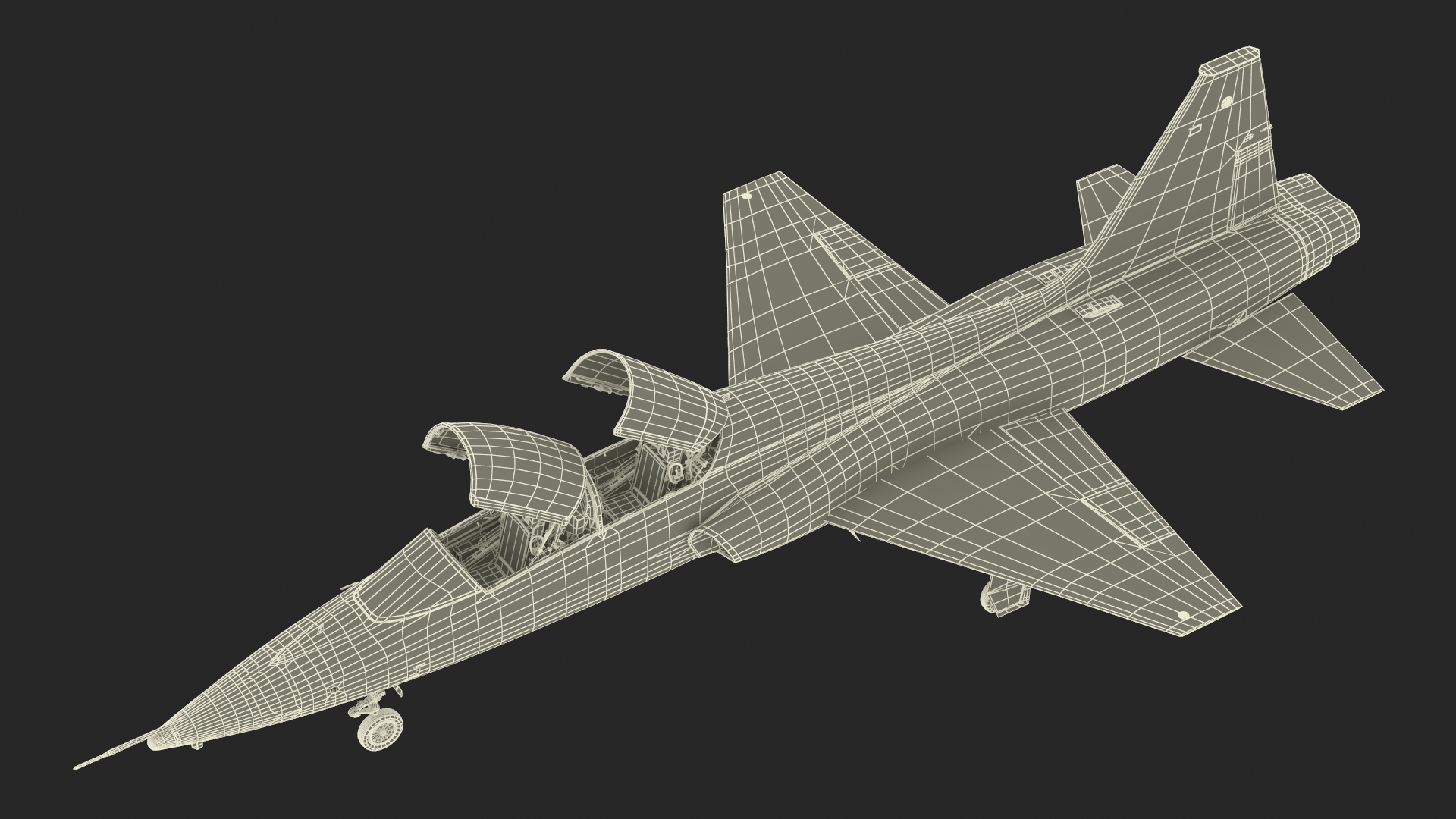 Two-seat Supersonic Jet Trainer Grey Rigged for Cinema 4D 3D
