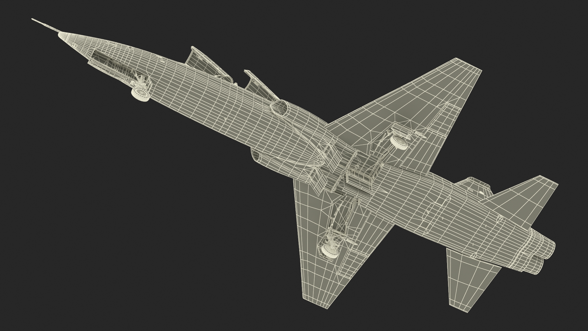 Two-seat Supersonic Jet Trainer Grey Rigged for Cinema 4D 3D