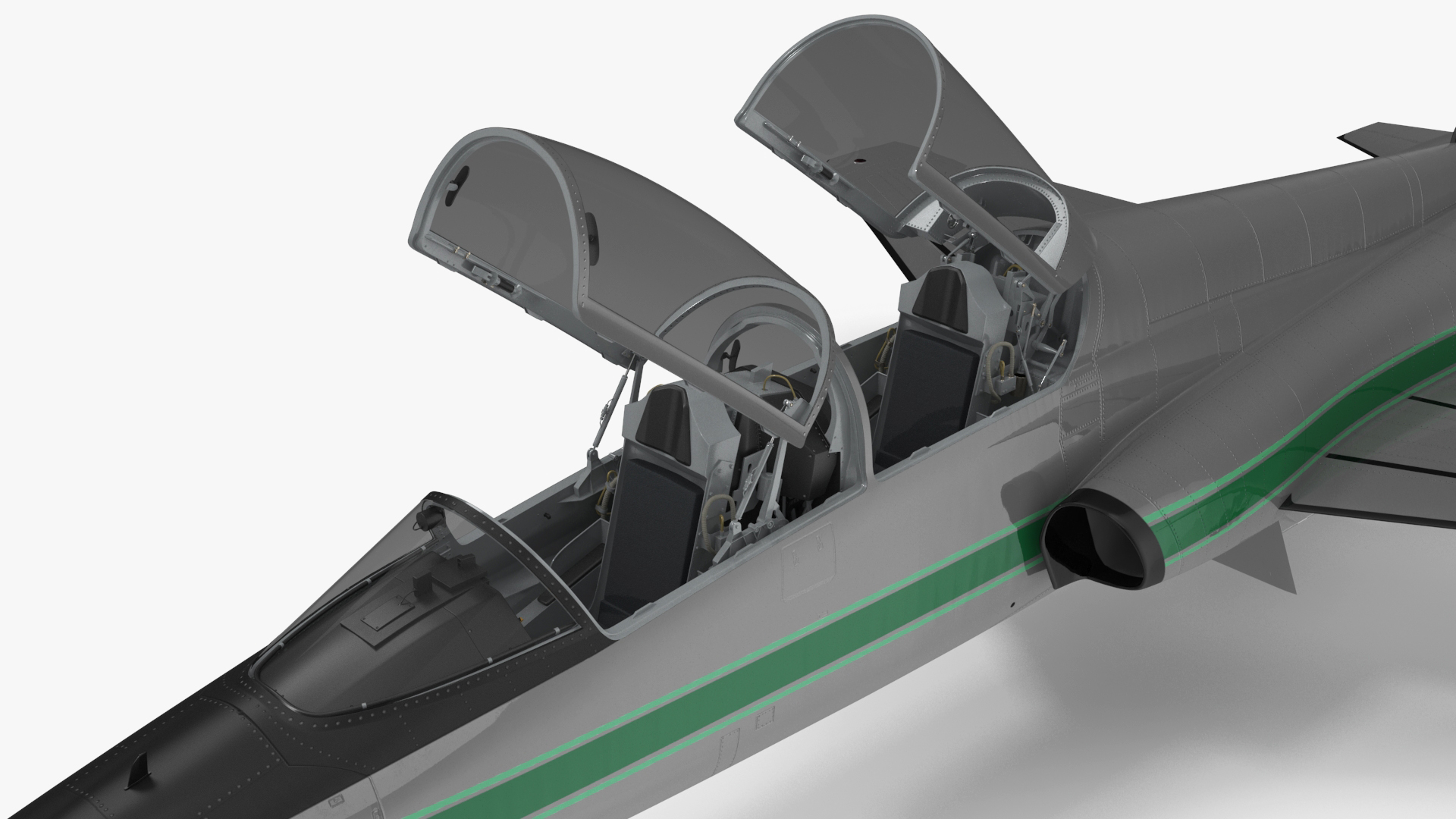 Two-seat Supersonic Jet Trainer Grey Rigged for Cinema 4D 3D
