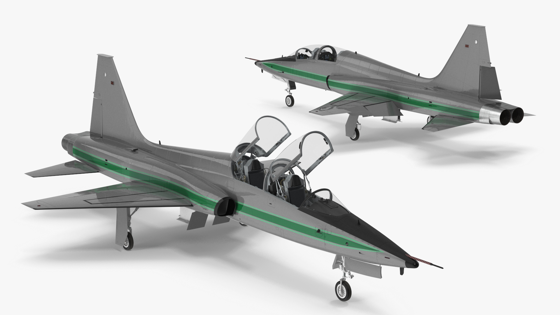 Two-seat Supersonic Jet Trainer Grey Rigged for Cinema 4D 3D