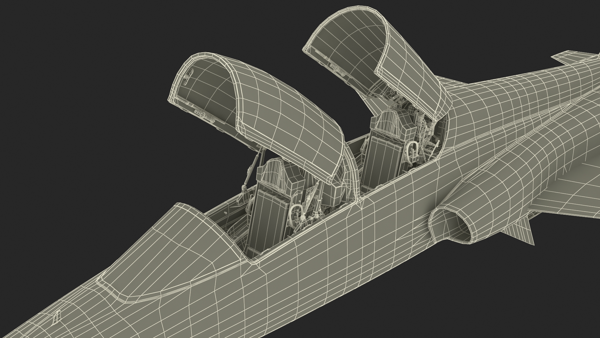 Two-seat Supersonic Jet Trainer Grey Rigged for Cinema 4D 3D