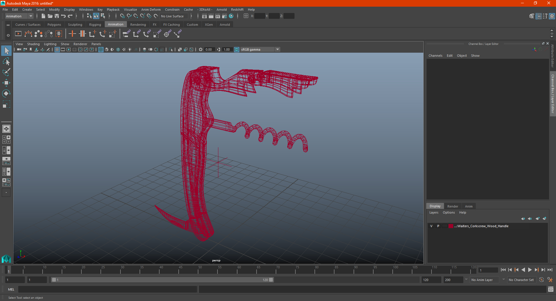 Waiters Corkscrew Wood Handle 3D model